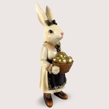 Aluguel de Coelha Elegante com Cesta de Ovos Dourados e Laço nas Orelhinhas G