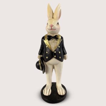 Aluguel de Coelho Elegante Smoking com Chapéu Preto P