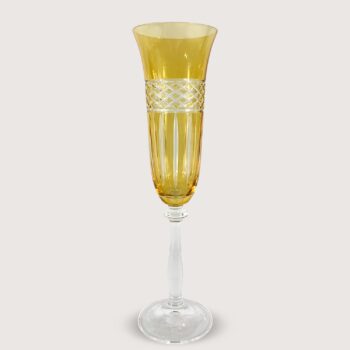 Aluguel de Taça Champanhe Âmbar Lapidada
