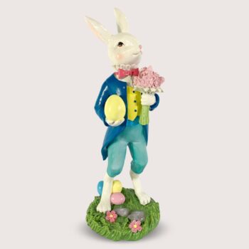 Aluguel de Coelho Camilo com Buquê de Flores e Ovo na Mão Wonderland