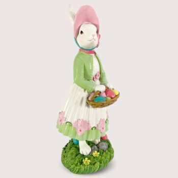 Aluguel de Coelha Florista com Cesta de Ovos Na Mão e Vestido Floral