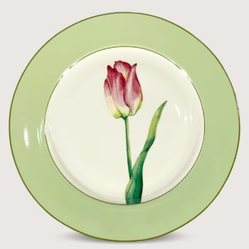 Aluguel de Prato de Mesa Tulipa Rosa Borda Verde