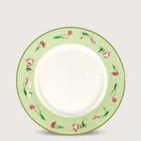 Aluguel de Prato de Sobremesa Tulipa Rosa Borda Verde
