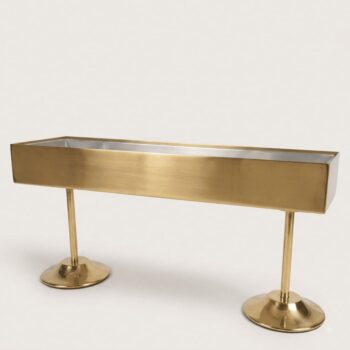 Aluguel de Centro de Mesa Caixa Dourado Retangular com Pé