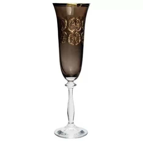 Aluguel de Taça de Champagne Fumê com Borda Ouro 190ml