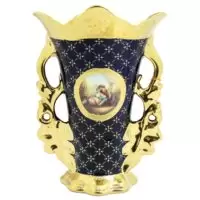 Aluguel de Vaso de Porcelana Azul Royal e Dourado 26cm